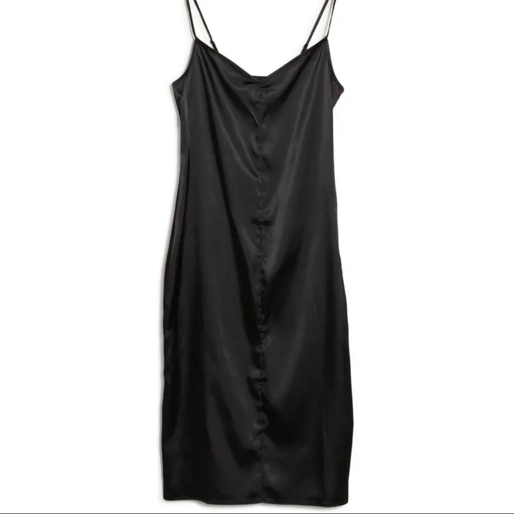 NEW AFRM | Katica Satin Midi Dress In Noir